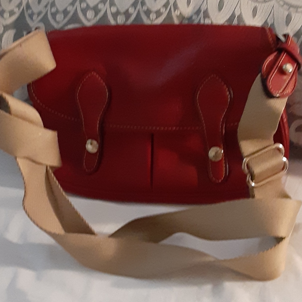 A around the shoulder red leather   dooney and bur